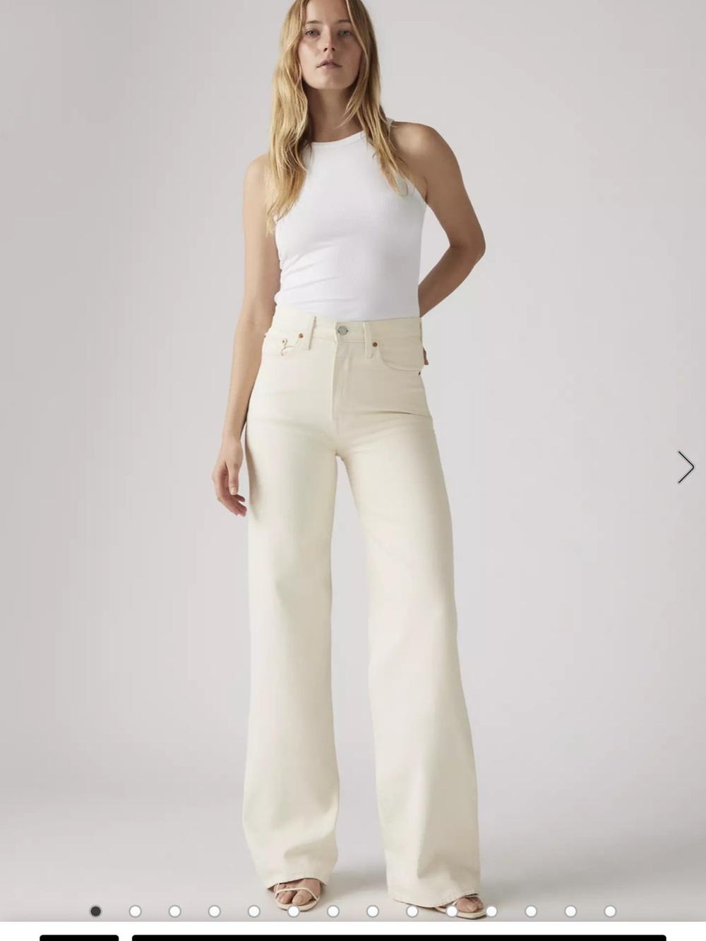Levis Ribcage high rise wide leg cream jean